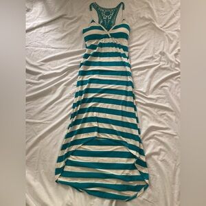 Vintage Y2K Wet Seal Blue and White High Low Lace Back Sundress Size Medium